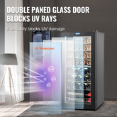 32-Bottle Wine Cooler Dual Zone Freestanding Refrigerator with LED Light